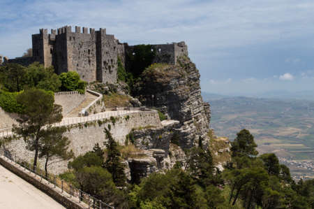 A view of the beauiful Venere Castle in Erice, Sicily, Italyのeditorial素材
