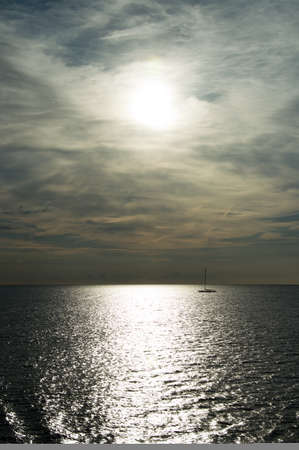 a beautiful sunrise while reaching the sardinia islandの写真素材