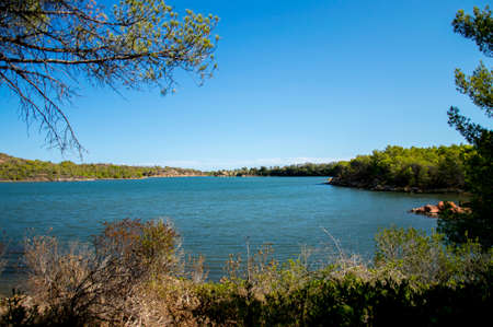 the beautiful lake of bidderosa in sardiniaの写真素材