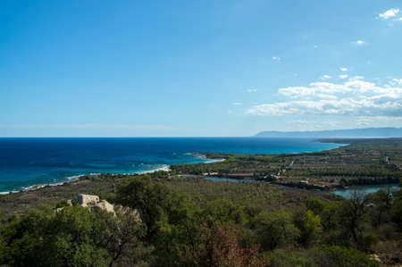 the beautiful lake of bidderosa in sardiniaの写真素材