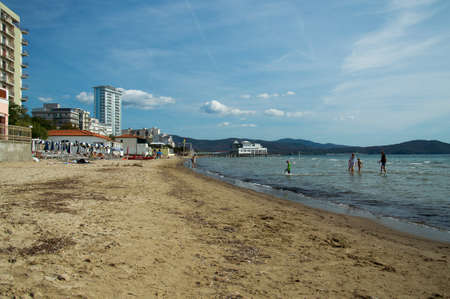 a beautiful view of the follonica beachの写真素材