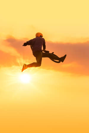Air tricks on bmx bikeの写真素材