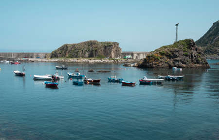 boats in a fishing port in an Asturian villageのeditorial素材