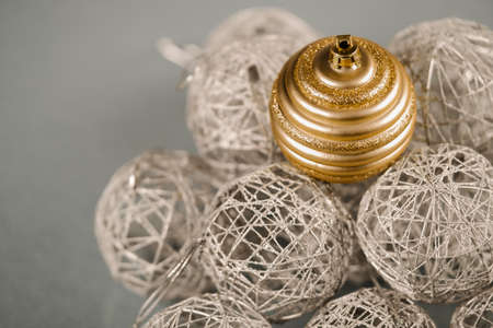 set of silver and gold Christmas ornaments