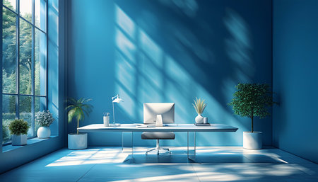 Minimalistic Home Office Design, Modern and Clean Aesthetic Conceptの素材