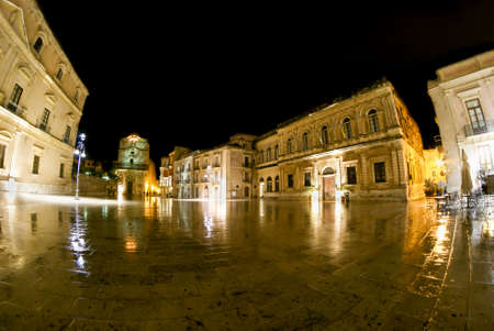 Duomo Square by Night in Ortygia - Syracuseの写真素材