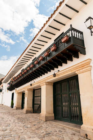 Panoramic Views of Villa de Leyva Main Square in Boyaca - Colombiaの写真素材