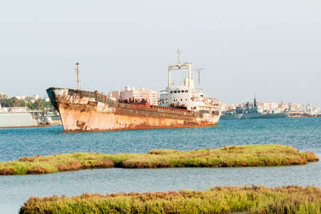 Old Abandoned Ships in Augusta - Sicily, Italy.の写真素材