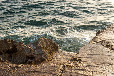 Natural Landscapes of Ognina Beach (Spiaggia di Ognina) in Syracuse, Sicily, Italy.