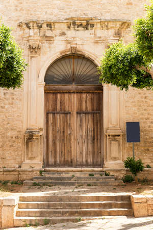 Front Door of Ex Chiesa del Gesu dei Padri Filippini in Comiso, Province of Ragusa, Sicily, Italy.の写真素材
