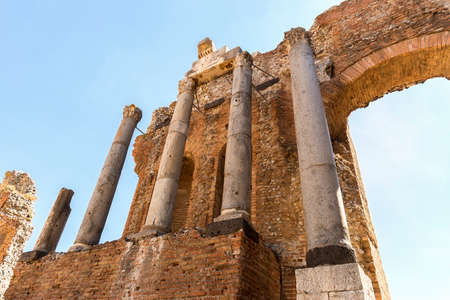 Panoramic Sights of The Beautiful Greek Theater of Taormina in Province of Messina, Sicily, Italy. (Part II).の写真素材