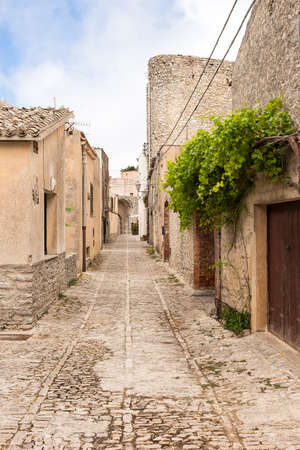 Walking around the streets of Erice, Province of Trapani, Sicily, Italy.の写真素材