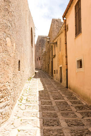 Walking around the streets of Erice, Province of Trapani, Sicily, Italy.の写真素材