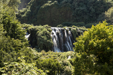 Wonderful Natural Sceneries of The Marmore Falls (Cascata delle Marmore) in Umbria, Terni Province,...