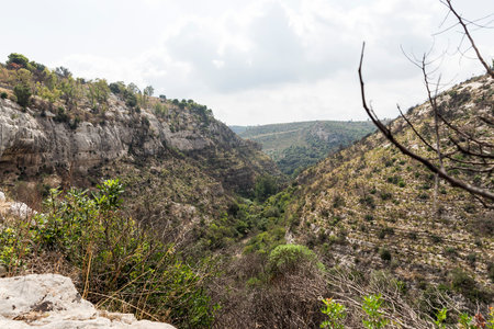 Beautiful Sceneries of Cava Carosello Natural Reserve in Ancient Noto, Sicily, Italy.の写真素材