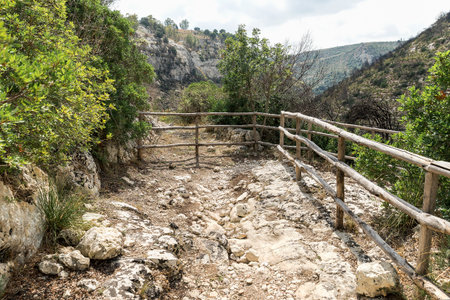 Beautiful Sceneries of Cava Carosello Natural Reserve in Ancient Noto, Sicily, Italy.の写真素材