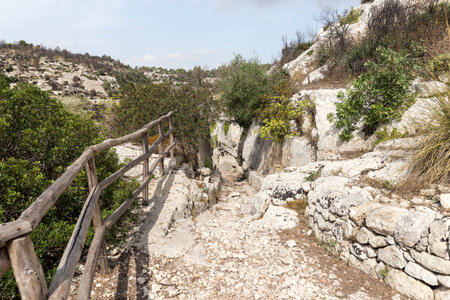 Beautiful Sceneries of Cava Carosello Natural Reserve in Ancient Noto, Sicily, Italy.の写真素材