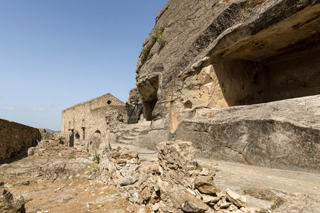Architectural Views of The Ruins of Sperlinga Castle (Castello di Sperlinga) in Sicily, Italy. (Part...