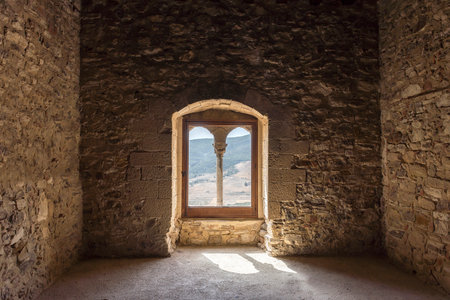 Architectural Views of The Ruins of Sperlinga Castle (Castello di Sperlinga) in Sicily, Italy. (Part...
