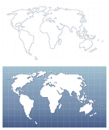 Pixel world map のイラスト素材