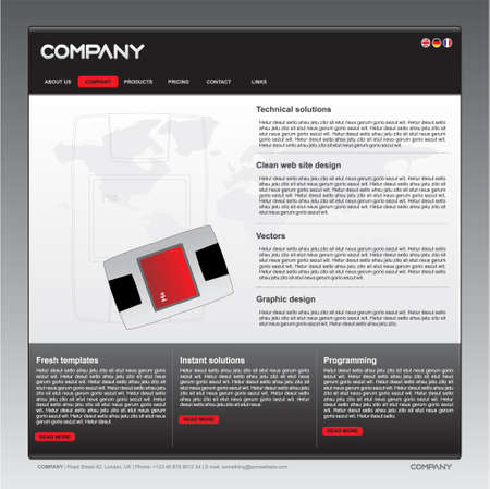Clean web site design template in black, white, gray and redのイラスト素材