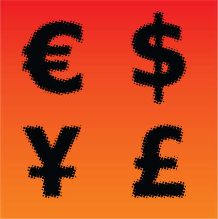 Halftone currency symbolsのイラスト素材
