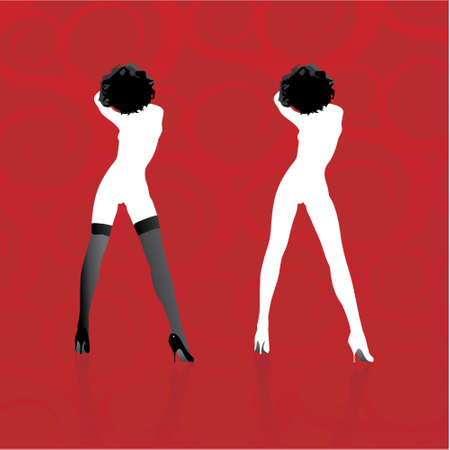 Two woman silhouettes in vector formatのイラスト素材