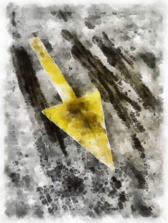 Painted Background with Pointing Arrowの写真素材
