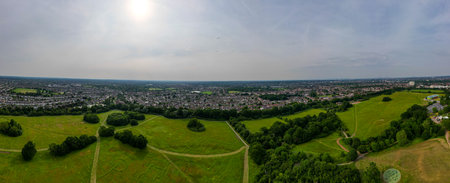 Aerial panorama of the city of Leipzig, Germanyの写真素材