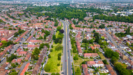 Aerial view of the city of Lincoln, Lincolnshire, UKの写真素材