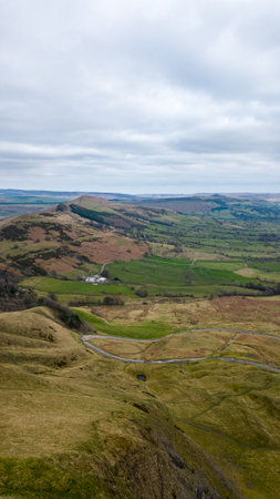 Aerial view of the landscape in the Yorkshire Dales National Parkの写真素材