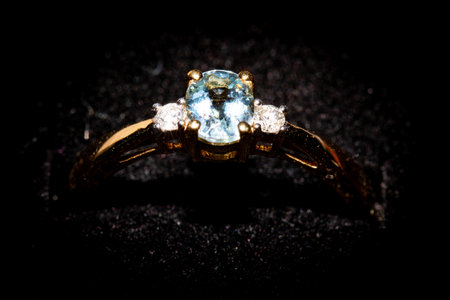 Jewelry ring on a black background. Jewelry photo.の写真素材