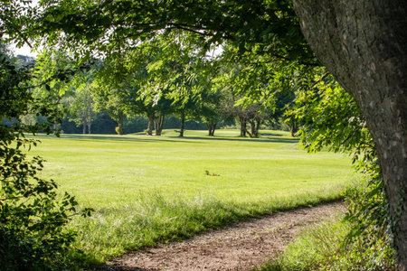A view of a golf course in the countryside of the United Kingdom.の写真素材