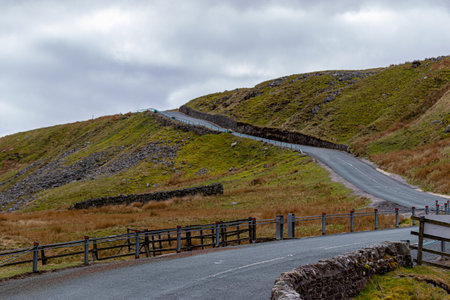 Winding road in Connemara National Park, Galway, Irelandの写真素材