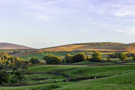 A view of the countryside in the Peak District National Park, England.の写真素材
