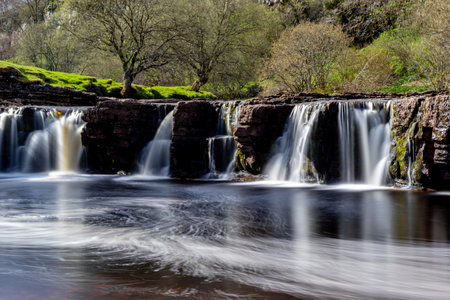Long exposure of a waterfall in the Yorkshire Dales National Park.の写真素材