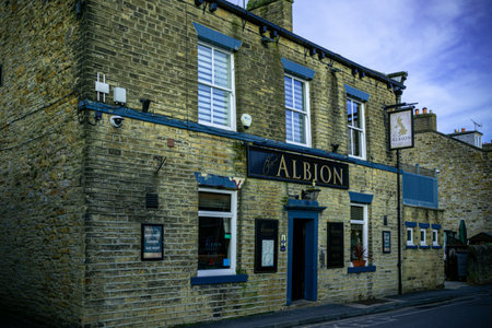 A view of a pub in Bath.の写真素材