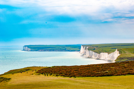 White chalk cliffs at Etretat, Normandy, France. Europe.の写真素材