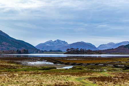 Landscape view of Llyn Ogwen in the Scottish Highlands.の写真素材