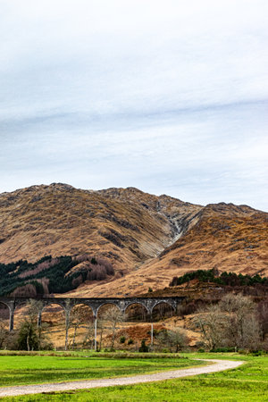 A view of the Glencoe Viaduct in the Scottish Highlands.の写真素材