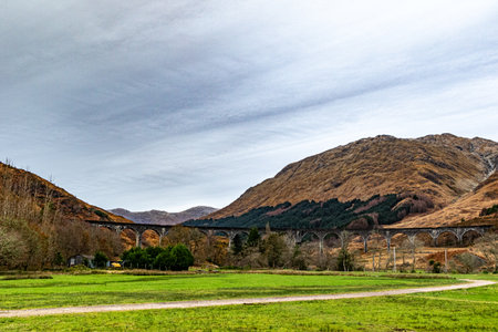 A view of the Glencoe Viaduct in Glencoe, Scotlandの写真素材