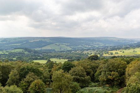View over the valley in the Peak District National Park, England.