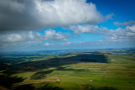 Aerial view of the countryside in the Yorkshire Dales National Parkの写真素材