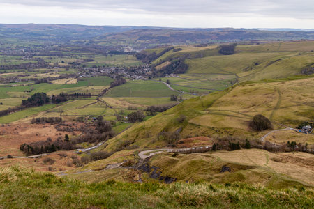 A view of the countryside in the Peak District National Park, Englandの写真素材