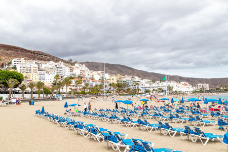 People on the beach in Tenerife, Spainの写真素材
