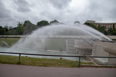 Fountains in the park, Buenos Aires, Argentina, South Americaの写真素材