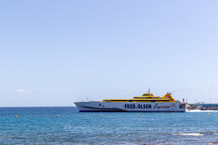 Ferry in the port of Palma de Mallorcaの写真素材