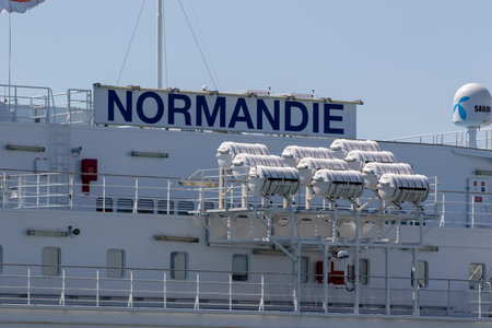 The Norwegian Bliss cruise ship in the port of Rotterdam.の写真素材