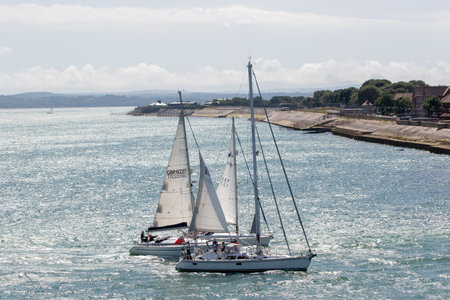 Sailboats compete in the Bristol Channel.の写真素材