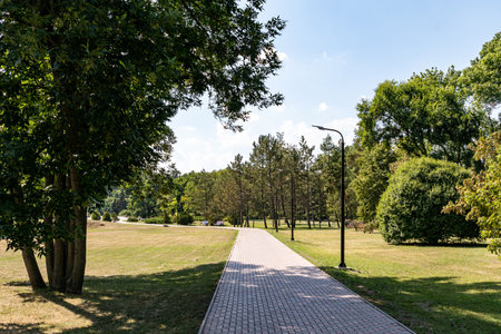 Park in the city center of Vilnius in Lithuania in a beautiful summer dayの写真素材